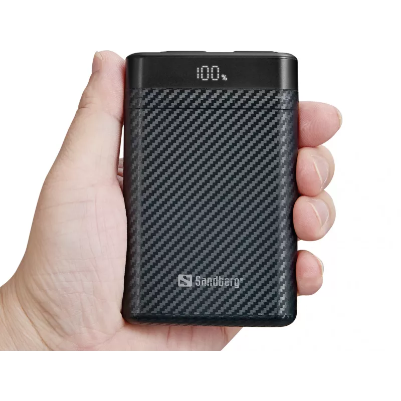 Sandberg Survivor Nano Powerbank 10000, 10000 mAh, Lithium-Ion (Li-Ion), 3,7 V, 20 W, čierna