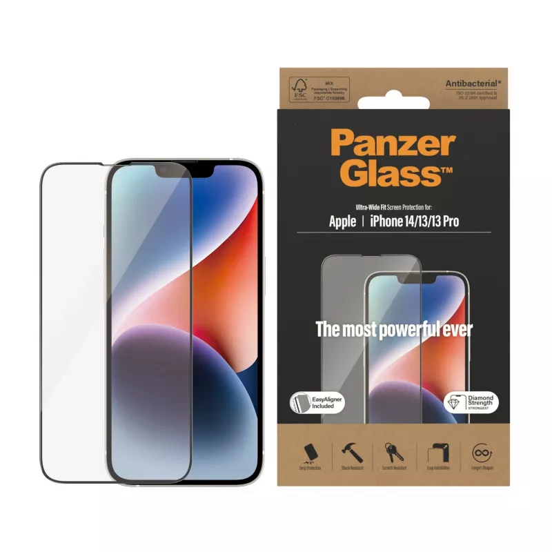 PanzerGlass® ochrana displeja iPhone 14 | 13 | 13 Pro | Ultra-Wide Fit s EasyAligner