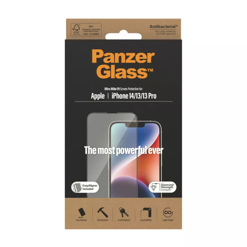 PanzerGlass® ochrana displeja iPhone 14 | 13 | 13 Pro | Ultra-Wide Fit s EasyAligner