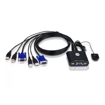 ATEN 2-portový USB VGA KVM prepínač, 2048 x 1536 pixelov, QXGA, 0,14 W, čierny