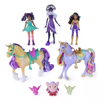 Unicorn Academy, Magic Unleashed Adventure Pack, nápad na veľkonočný darček, obsahuje bábiky Sophia, Ava, Ravenzella, jednorožce Wildstar, Leaf a ďalšie