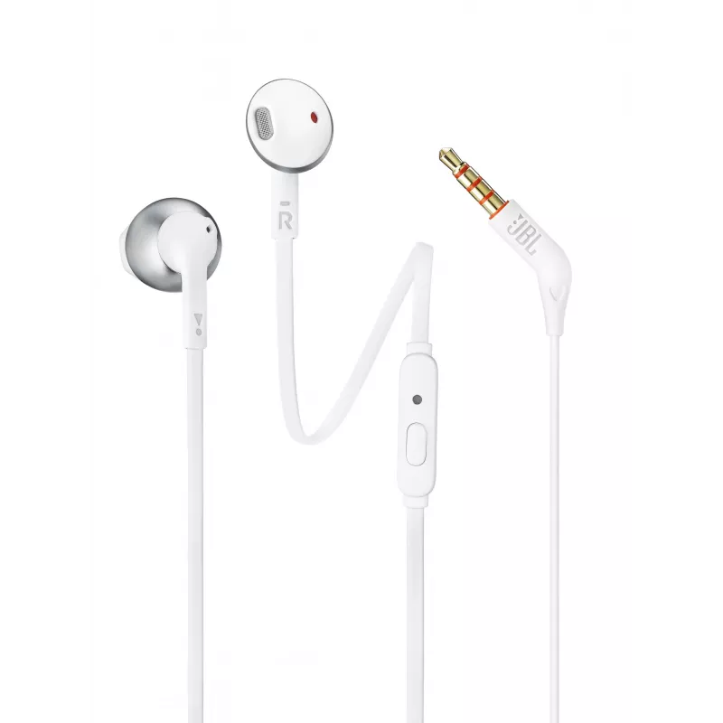 JBL Tune 205, káblový, 20 - 20000 Hz, hovory/hudba, 14,3 g, headset, chróm, biela