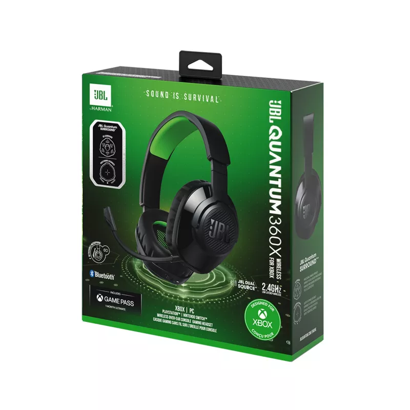 JBL Quantum 360X headset bezdrôtový čelenkový herný USB Type-C Bluetooth čierna, zelená