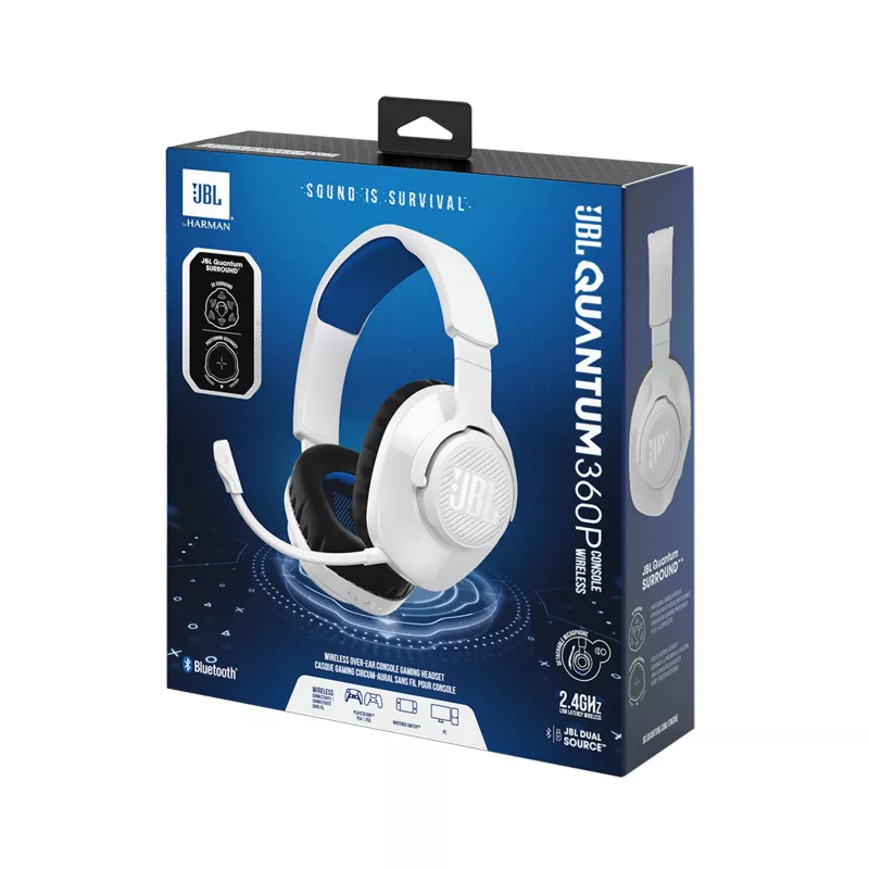 JBL Quantum 360P headset bezdrôtový čelenkový herný USB Type-C Bluetooth modrá, biela