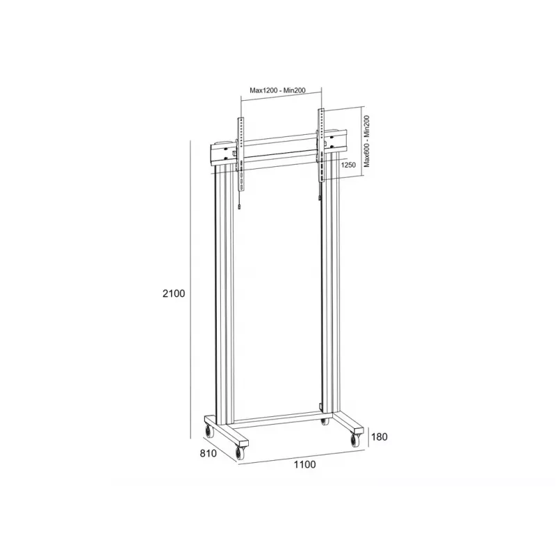 Multibrackets M Public Display Stand 210 Dual Pillar Wheelbase čierny