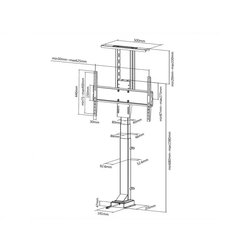 Multibrackets M motorizovaný TV lift Large nosnosť 50 kg obrazovky 37-65
