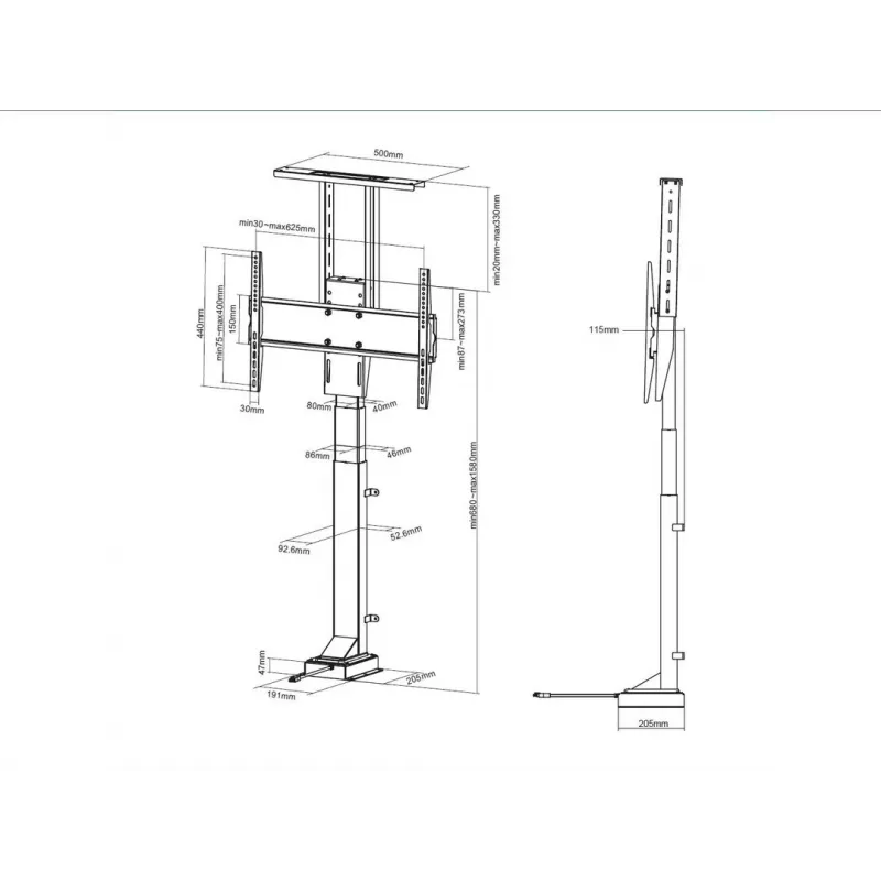 Multibrackets M motorizovaný TV lift Large nosnosť 50 kg obrazovky 37-65