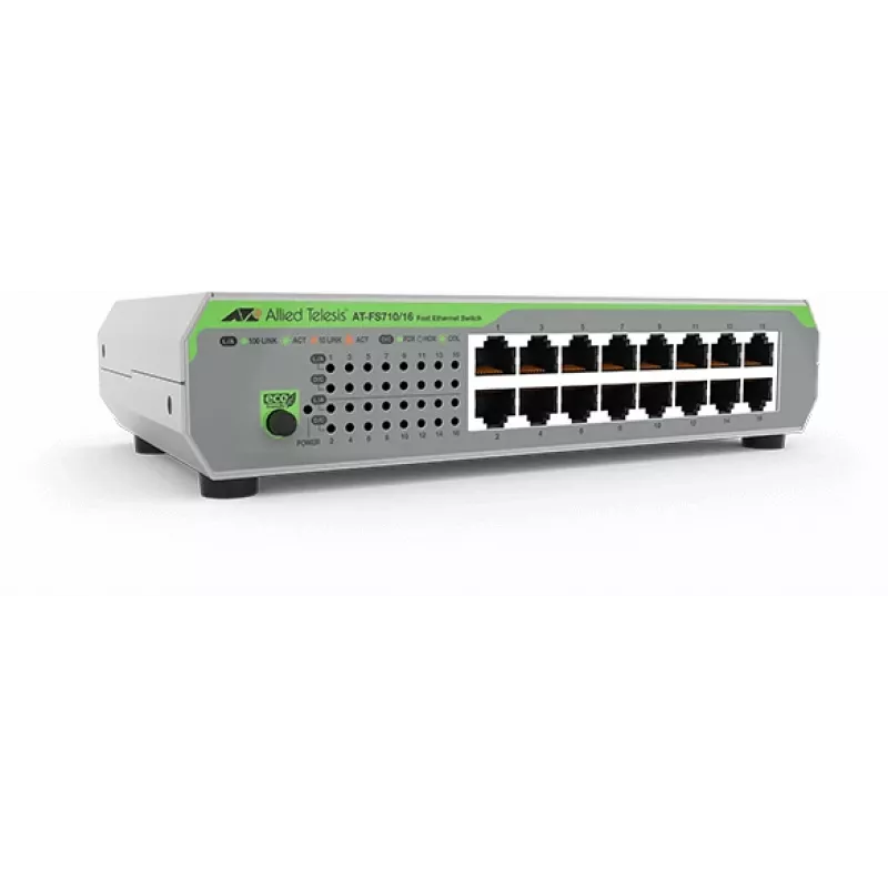 Allied Telesis AT-FS710/16-50 Unmanaged Fast Ethernet (10/100) 1U zelená, sivá
