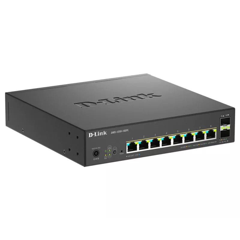 D-Link 10-portový Multi-Gigabit Smart Managed PoE+ prepínač s 8 Multi-Gigabit 2.5G PoE a 2 10G SFP+ portami