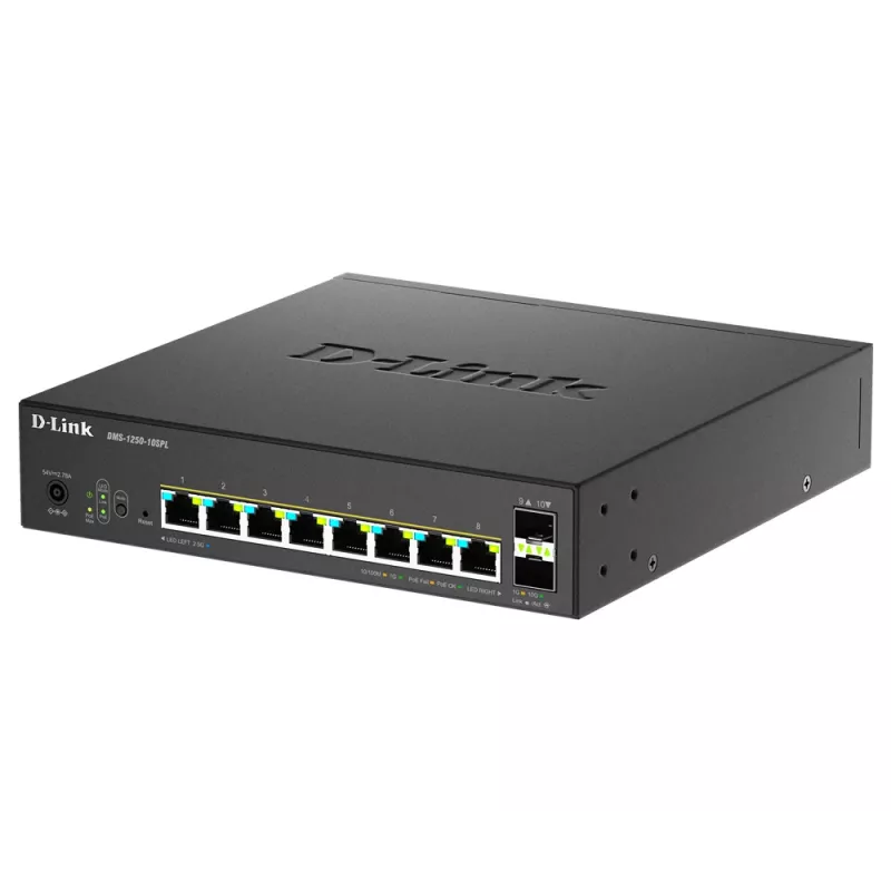 D-Link 10-portový Multi-Gigabit Smart Managed PoE+ prepínač s 8 Multi-Gigabit 2.5G PoE a 2 10G SFP+ portami