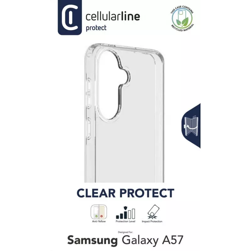 Cellularline Clear Protect - Galaxy A57 tvrdé puzdro s gumenými okrajmi