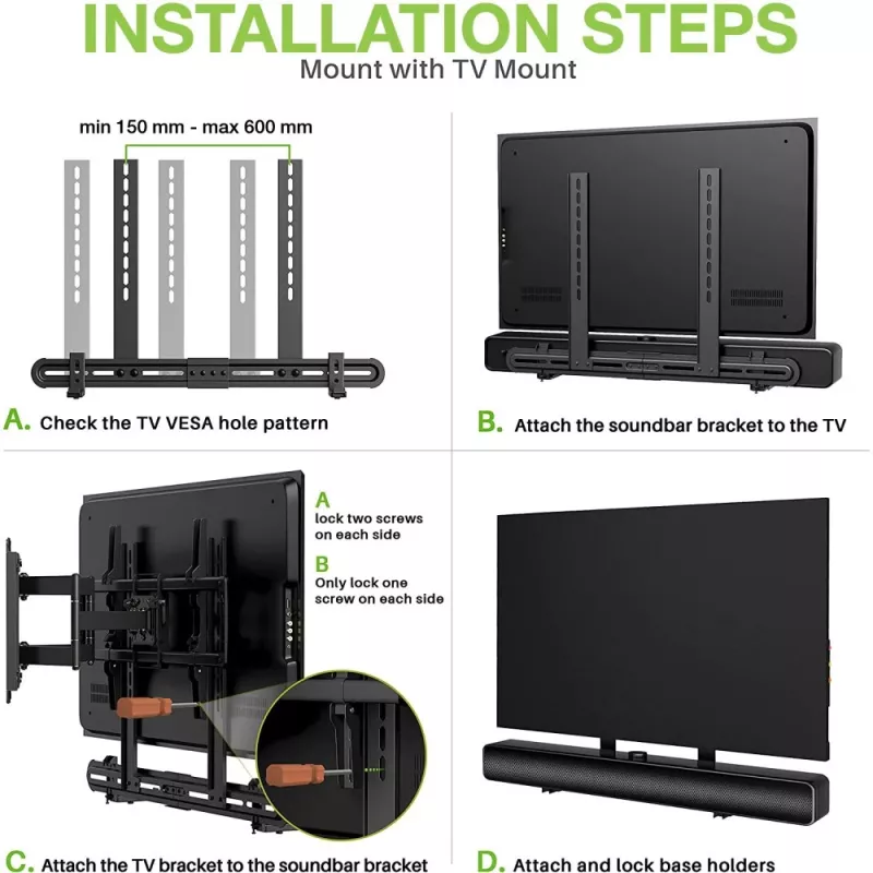 Techly univerzálny nástenný držiak pre soundbar Max VESA 600x400