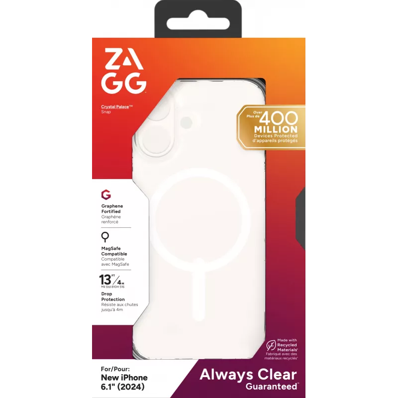 ZAGG Cases Crystal Palace Snap Apple iPhone 16 Clear, kryt, Apple, iPhone 16, 15,5 cm (6,1