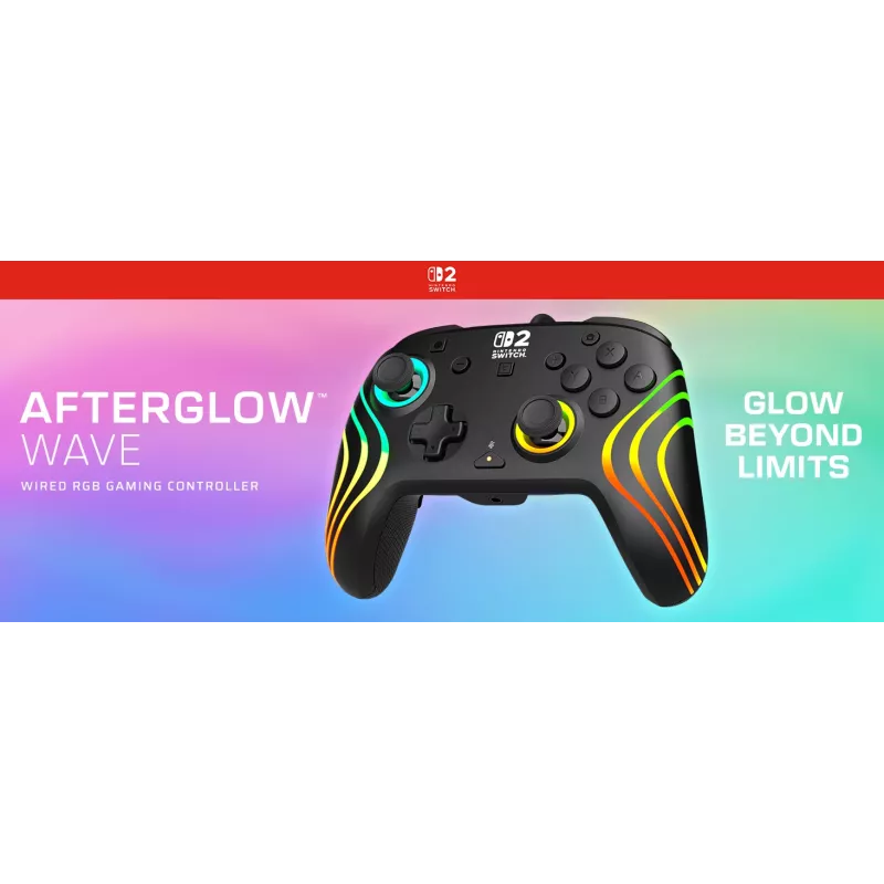 Gamepad Turtle Beach Afterglow Wave čierny káblový RGB gamepad pre Nintendo Switch / Switch 2, USB-C, 3 m kábel