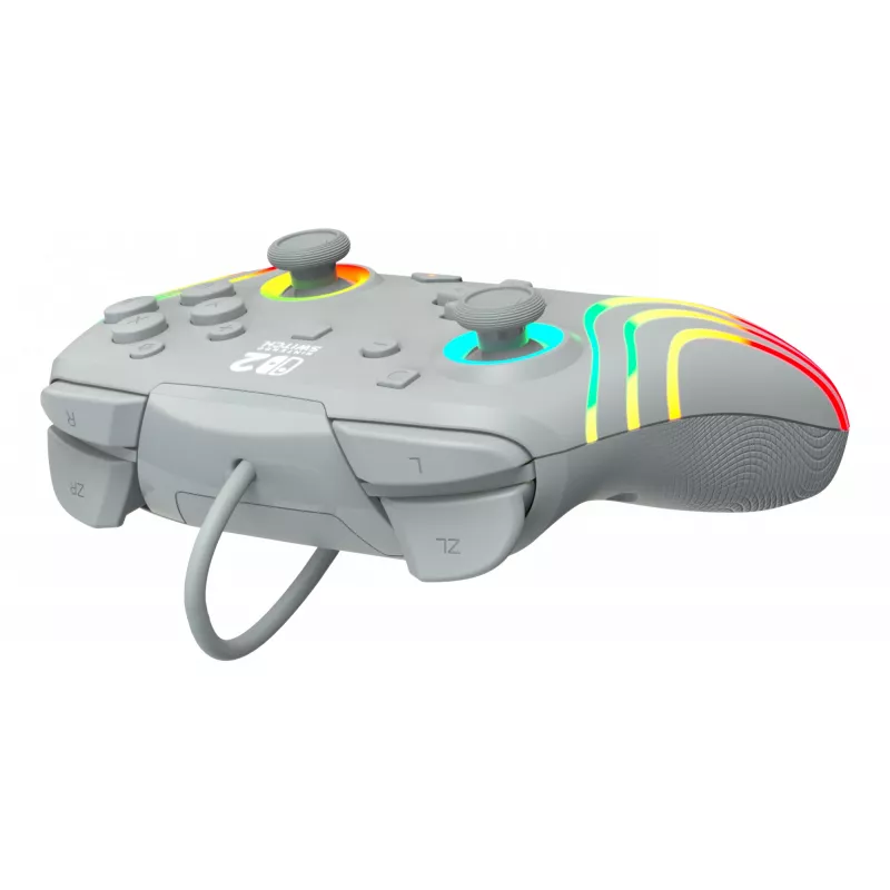 Káblový RGB herný ovládač Turtle Beach Afterglow Wave sivý – USB-C, 3 m kábel, pre Nintendo Switch / Switch 2 / Switch OLED