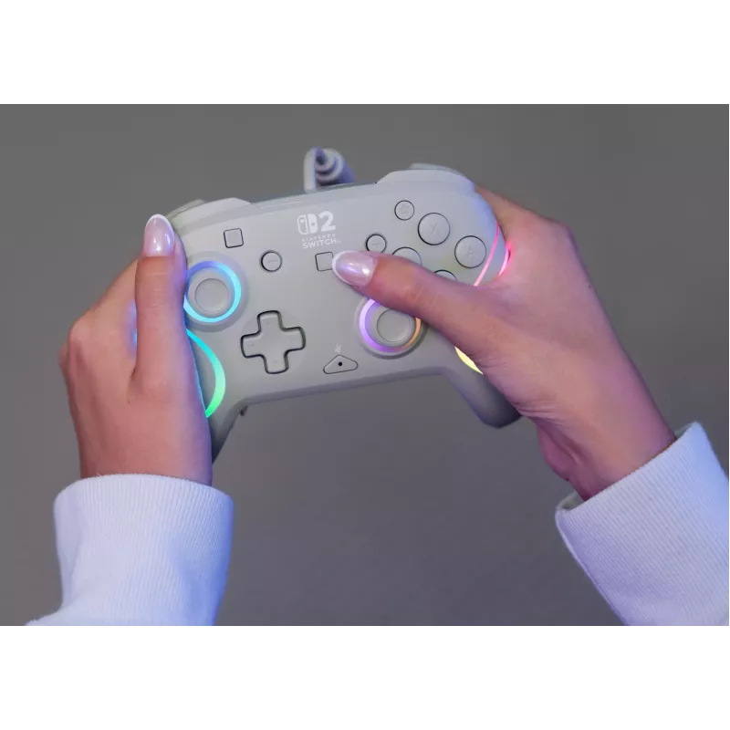 Káblový RGB herný ovládač Turtle Beach Afterglow Wave sivý – USB-C, 3 m kábel, pre Nintendo Switch / Switch 2 / Switch OLED