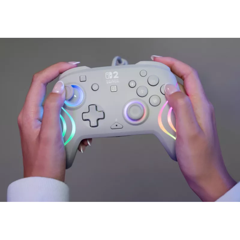 Káblový RGB herný ovládač Turtle Beach Afterglow Wave sivý – USB-C, 3 m kábel, pre Nintendo Switch / Switch 2 / Switch OLED