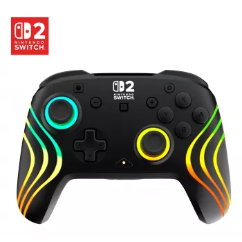 Bezdrôtový RGB herný ovládač Turtle Beach Afterglow Wave čierny pre Nintendo Switch 2 — Bluetooth/USB-C, integrovaná batéria 20 h, 3 m kábel