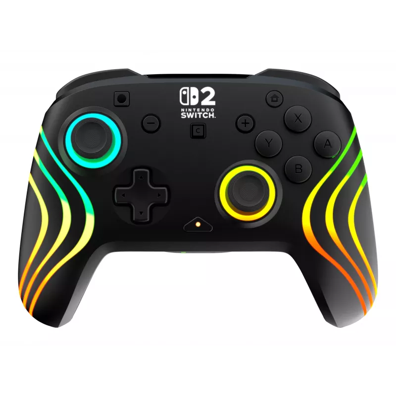 Bezdrôtový RGB herný ovládač Turtle Beach Afterglow Wave čierny pre Nintendo Switch 2 — Bluetooth/USB-C, integrovaná batéria 20 h, 3 m kábel