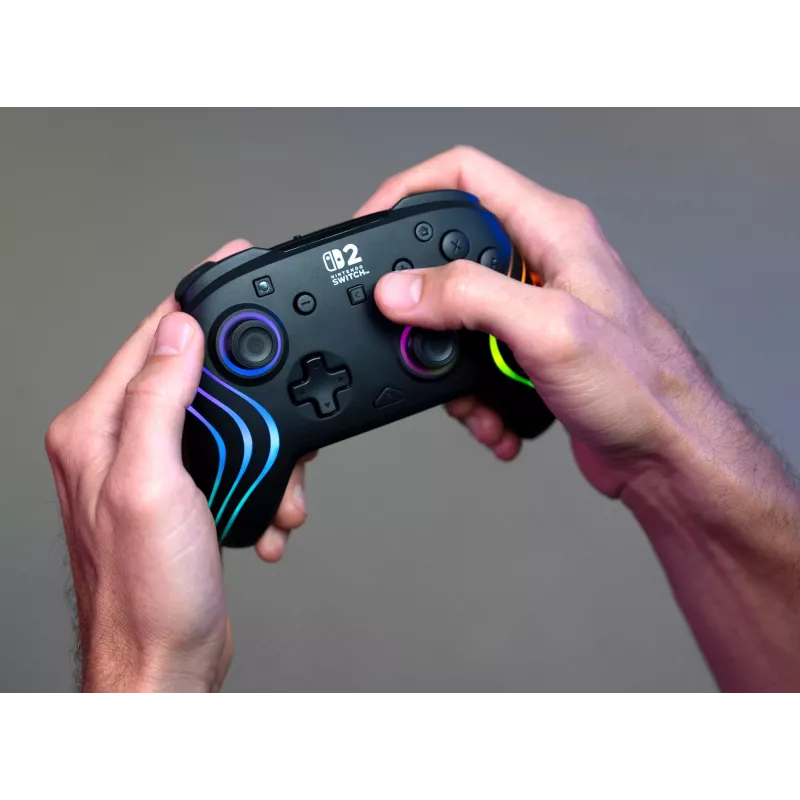 Bezdrôtový RGB herný ovládač Turtle Beach Afterglow Wave čierny pre Nintendo Switch 2 — Bluetooth/USB-C, integrovaná batéria 20 h, 3 m kábel