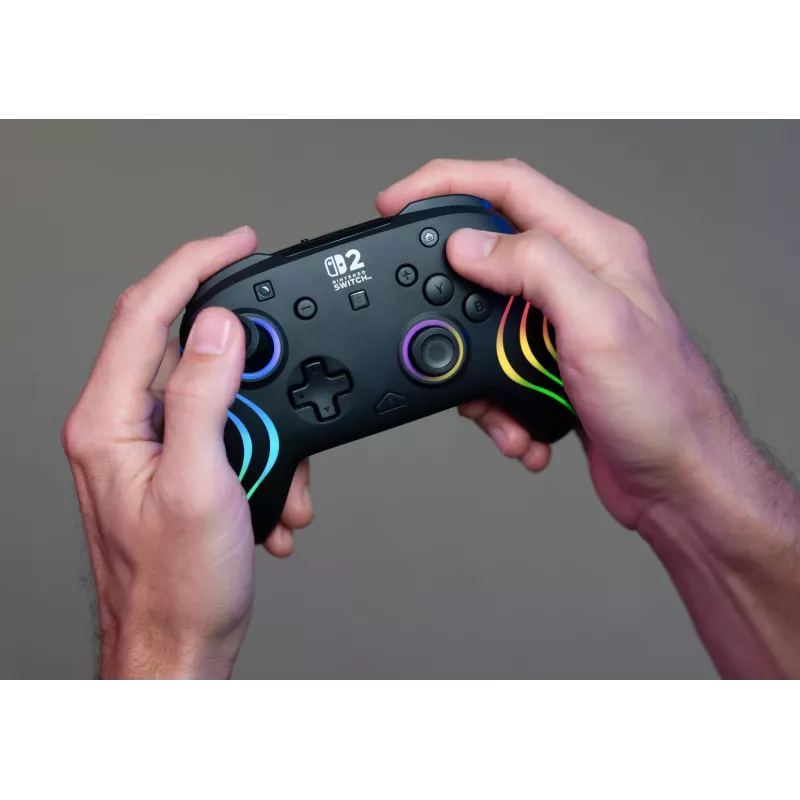 Bezdrôtový RGB herný ovládač Turtle Beach Afterglow Wave čierny pre Nintendo Switch 2 — Bluetooth/USB-C, integrovaná batéria 20 h, 3 m kábel