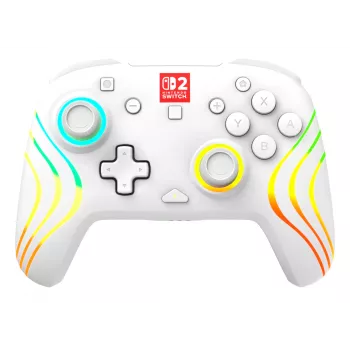 Bezdrôtový RGB herný ovládač Turtle Beach Afterglow Wave White pre Nintendo Switch 2, Bluetooth/USB-C, integrovaná batéria 20 h, 3 m kábel