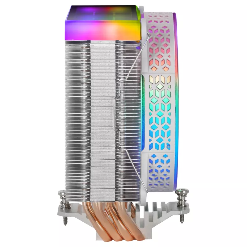 Mars Gaming MCPU-VR White chladič CPU Dual Infinity Mirror ARGB 4 HCT heatpipes 180W TDP ultra tichý PWM 12 cm ventilátor