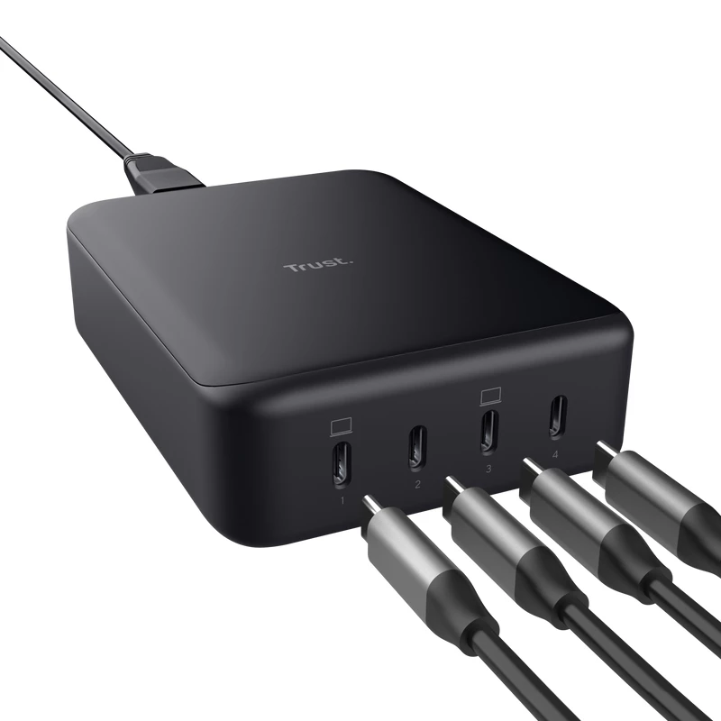 AC nabíjačka Trust Maxo čierna 20 V 4 USB Type-C rýchle nabíjanie