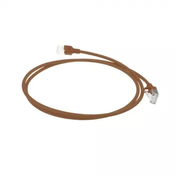 ACT hnedý 1,5 m LSZH U/FTP CAT6A datacentrový Slimline patch kábel bez západky s RJ45 konektormi