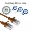 ACT hnedý 1,5 m LSZH U/FTP CAT6A datacentrový Slimline patch kábel bez západky s RJ45 konektormi