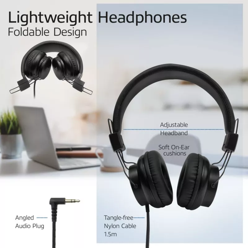 ACT skladacie stereo slúchadlá s 3,5-mm audio konektorom