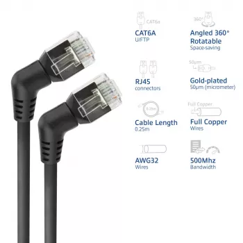ACT sieťový kábel DD1952 Cat6 U/FTP (STP) 0,25 m čierny RJ-45 na RJ-45