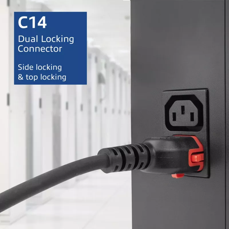 ACT napájací kábel C14 IEC Lock+ Dual Locking - C15 IEC Lock+ čierny 1 m, PC3868