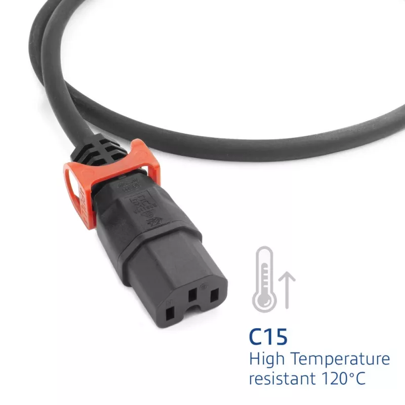 ACT napájací kábel C14 IEC Lock+ Dual Locking - C15 IEC Lock+ čierny 3 m, PC3876
