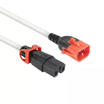 Napájací kábel ACT C14 IEC Lock+ Dual Locking - C15 IEC Lock+ biely 3 m, PC3879
