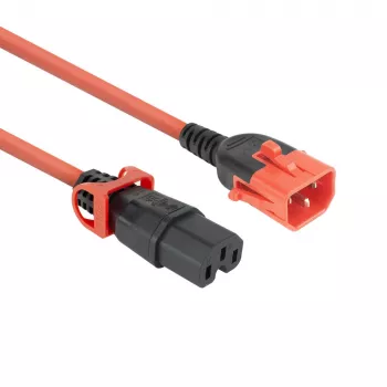 Napájací kábel ACT C14 IEC Lock+ Dual Locking - C15 IEC Lock+ červený 2 m, PC3873