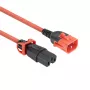 Napájací kábel ACT C14 IEC Lock+ Dual Locking na C15 IEC Lock+ červený, 3 m, 250 V 10 A