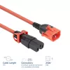 Napájací kábel ACT C14 IEC Lock+ Dual Locking na C15 IEC Lock+ červený, 3 m, 250 V 10 A
