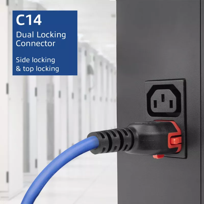 ACT napájací kábel C14 IEC Lock+ Dual Locking - C15 IEC Lock+ modrý 3 m, PC3878