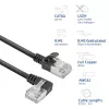 ACT čierny 2 m U/FTP CAT6A LSZH Slimline patch kábel s RJ45 konektormi 90° zahnutý vľavo na rovný