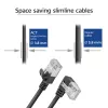 ACT čierny 2 m U/FTP CAT6A LSZH Slimline patch kábel s RJ45 konektormi 90° zahnutý vľavo na rovný