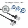 ACT čierny 2 m U/FTP CAT6A LSZH Slimline patch kábel s RJ45 konektormi 90° zahnutý vľavo na rovný