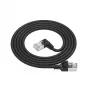 ACT čierny 2 m U/FTP CAT6A LSZH Slimline patch kábel s RJ45 konektormi, 90° zahnutý vpravo na rovný