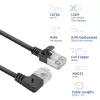 ACT čierny 2 m U/FTP CAT6A LSZH Slimline patch kábel s RJ45 konektormi, 90° zahnutý vpravo na rovný