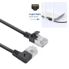 ACT čierny 2 m U/FTP CAT6A LSZH Slimline patch kábel s RJ45 konektormi, 90° zahnutý vpravo na rovný