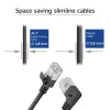 ACT čierny 2 m U/FTP CAT6A LSZH Slimline patch kábel s RJ45 konektormi, 90° zahnutý vpravo na rovný