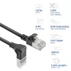 ACT čierny 2 m U/FTP CAT6A LSZH Slimline patch kábel s RJ45 konektormi 90° zahnutý nadol na rovný