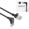 ACT čierny 3 m U/FTP CAT6A LSZH Slimline patch kábel s RJ45 konektormi 90° zahnutý nadol na rovný