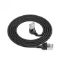 ACT čierny 5 m U/FTP CAT6A LSZH Slimline patch kábel s RJ45 konektormi 90° zahnutý (nadol) na rovný