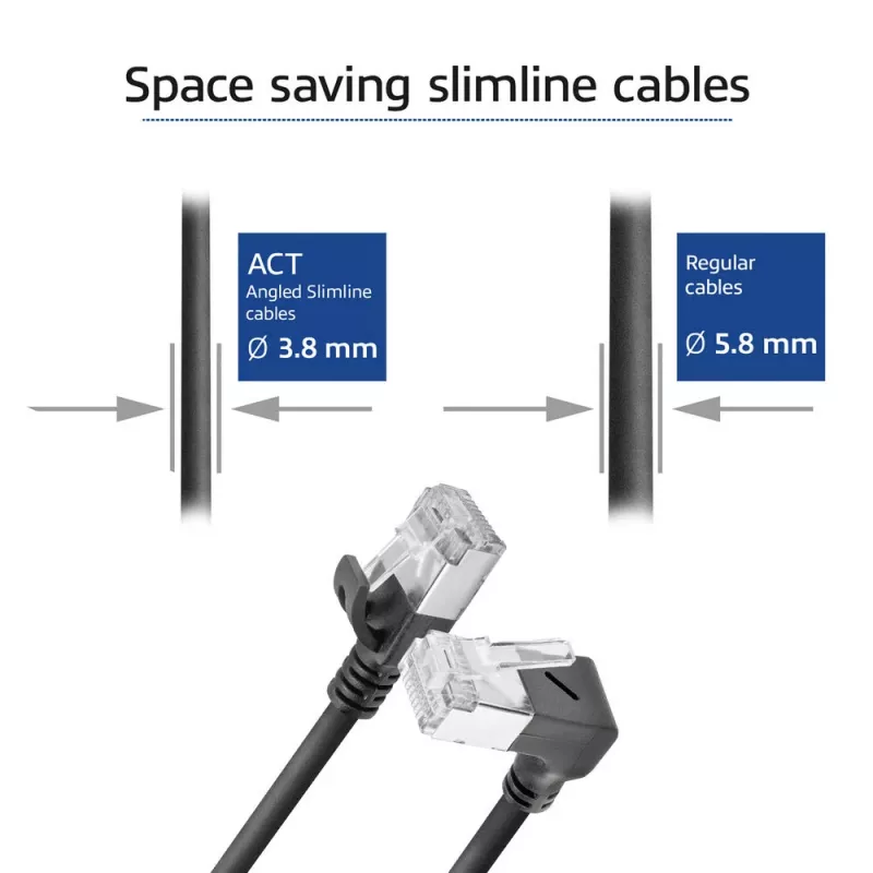 ACT sieťový kábel DA4900 Cat6a U/FTP (STP) s RJ-45 na RJ-45, 0,5 m, čierny